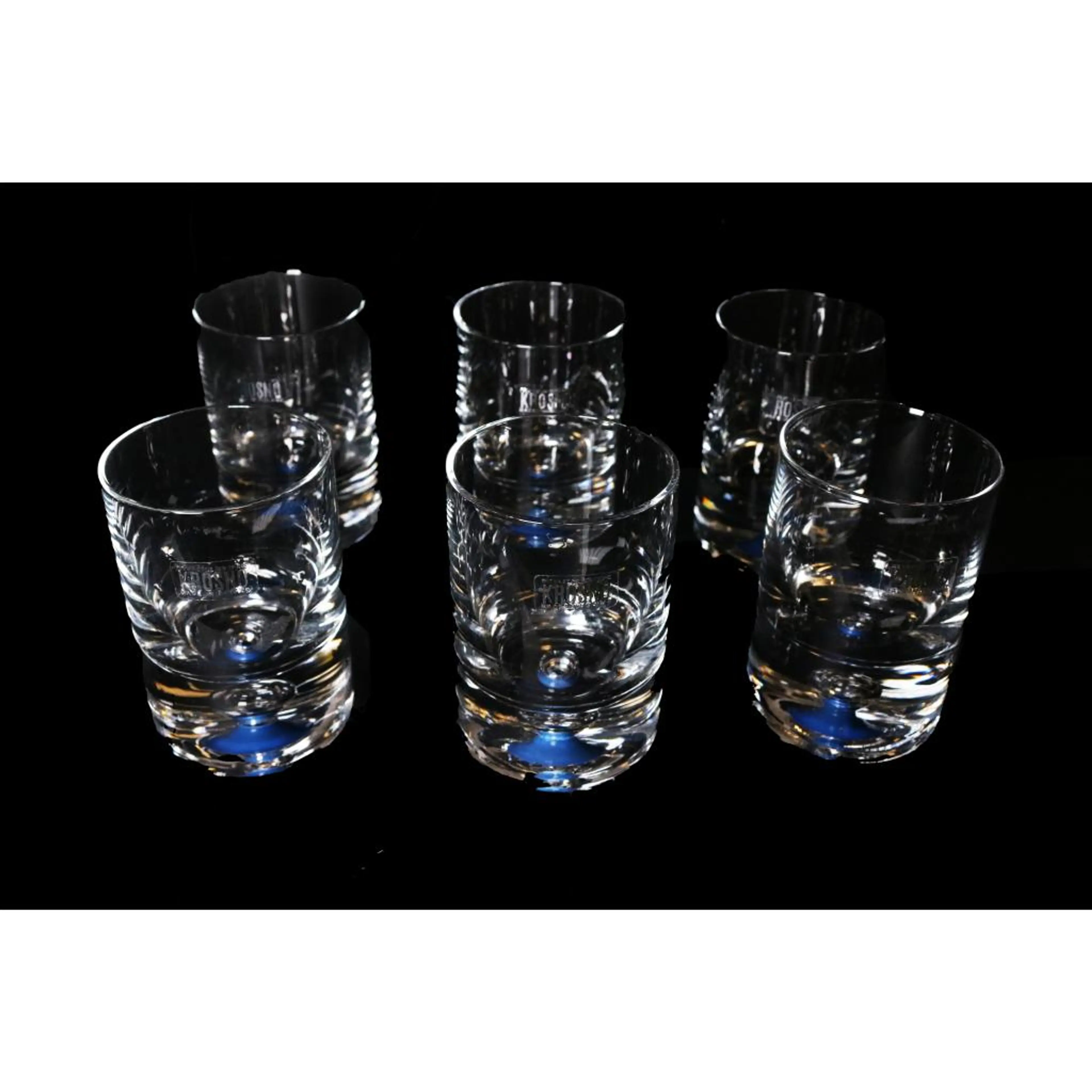 Alcohol glasses with blue color on bottom 6pcs.