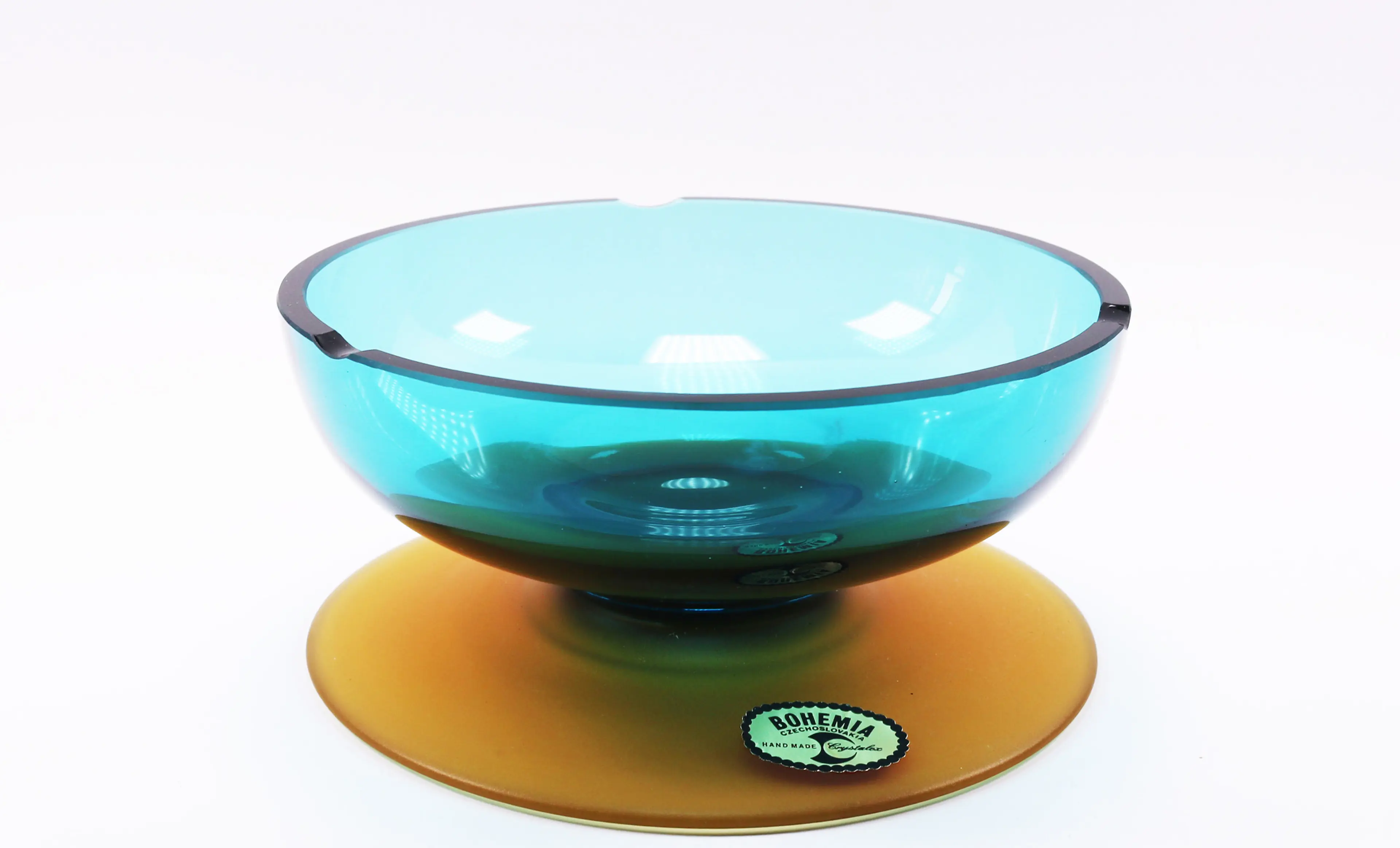 Ashtray Blue /  Bohemia Crystal Glass, I.F. Pavlova Square