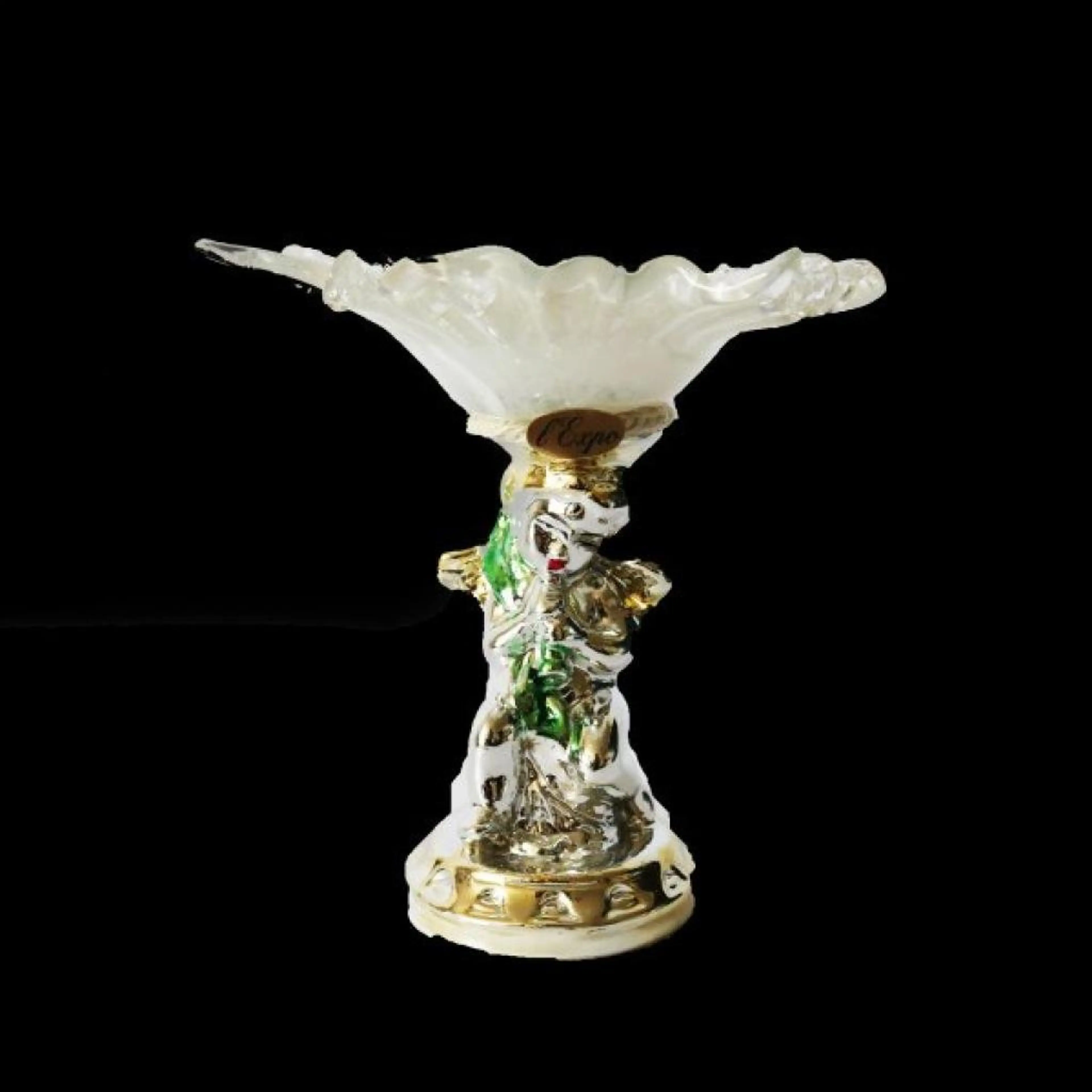 Capodimonte Candle Holder Bronze And Crystal