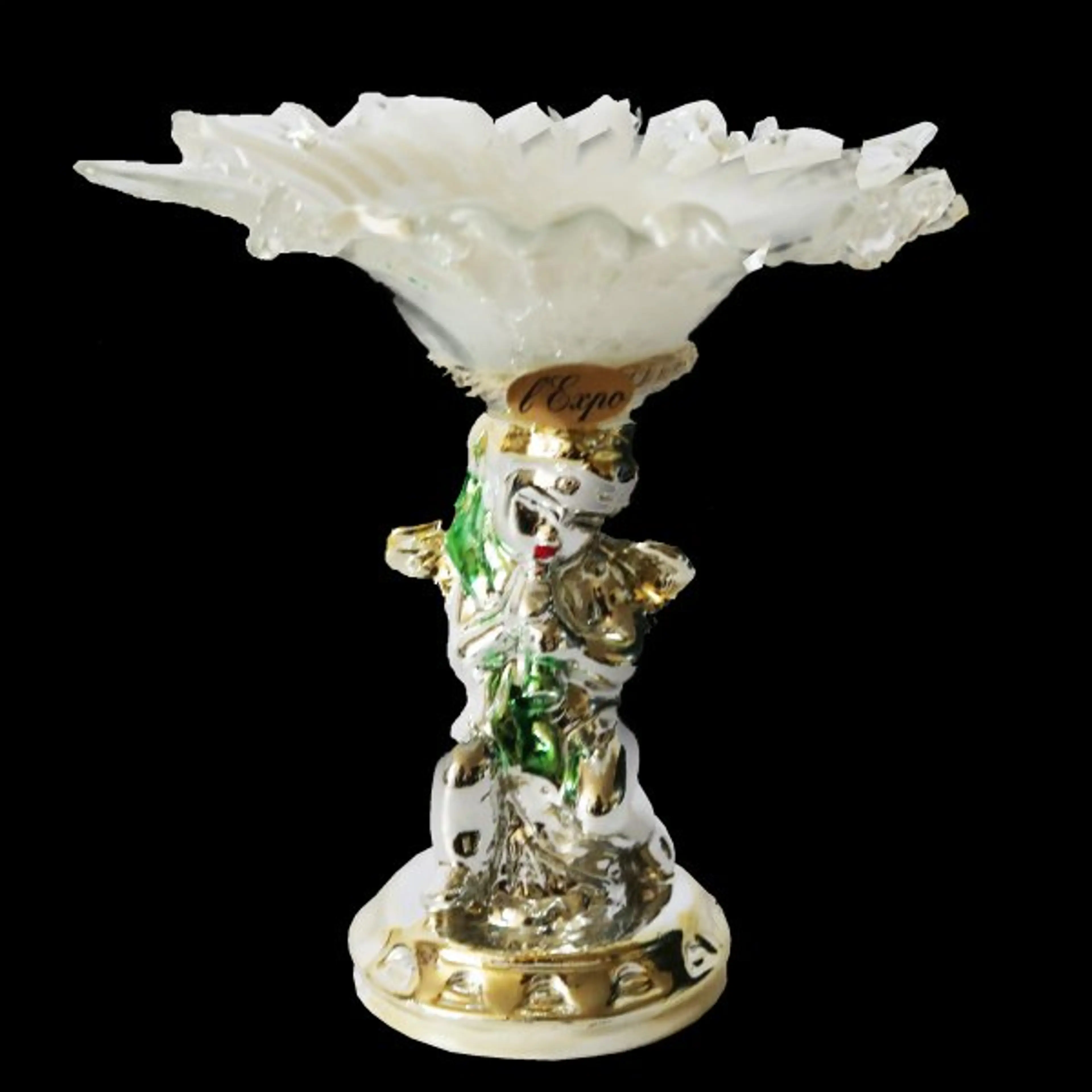 Capodimonte Candle Holder Bronze And Crystal