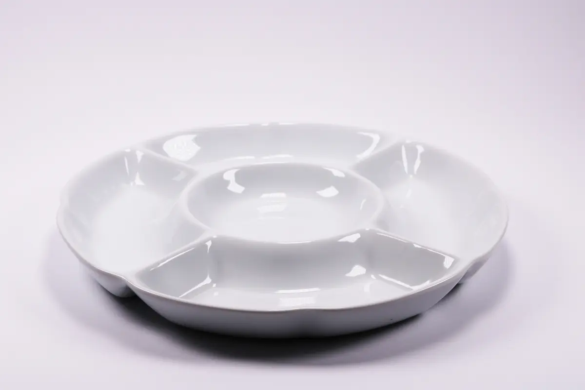 Chip & Dip Serving Set Porcelain Divided Serving Platter