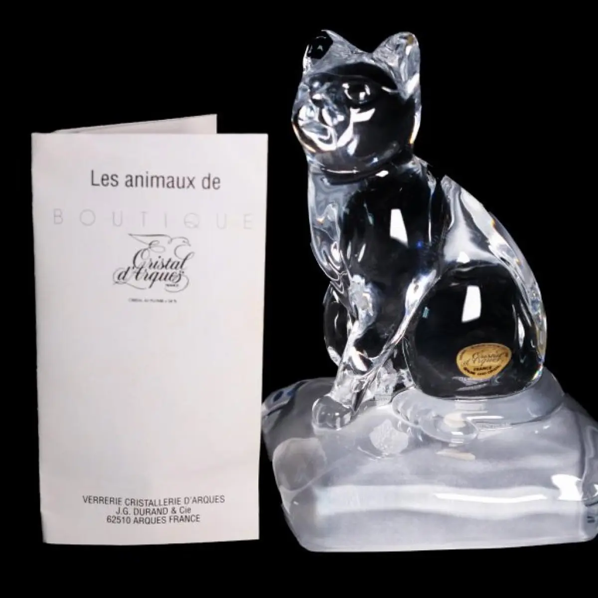 Cryistal D'Arques Cat Crystal Figure