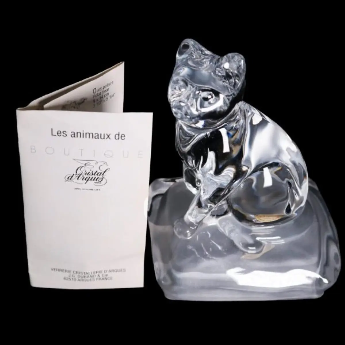 Cryistal D'Arques Cat Crystal Figure
