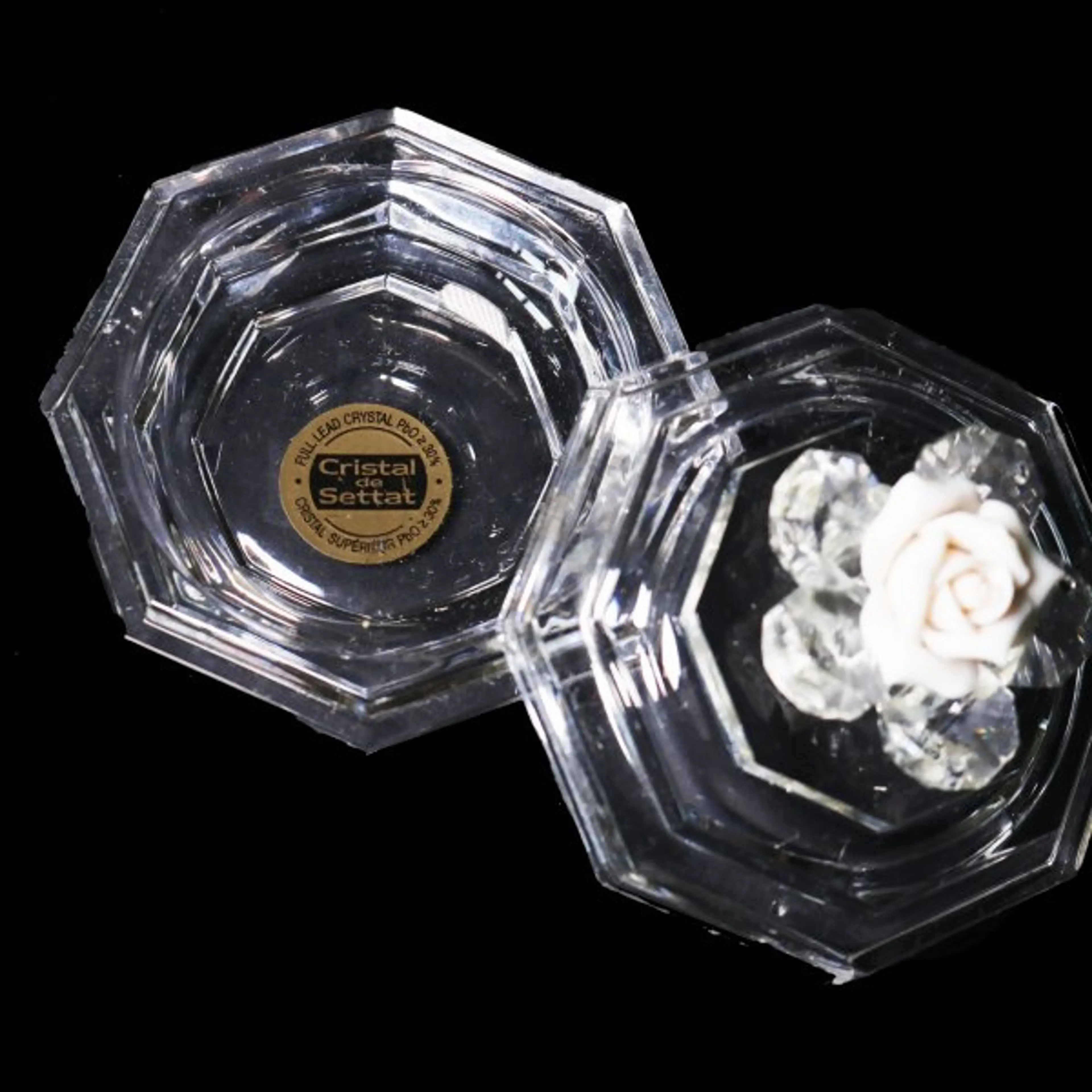 Crystal Jewellery Box Rose On Top