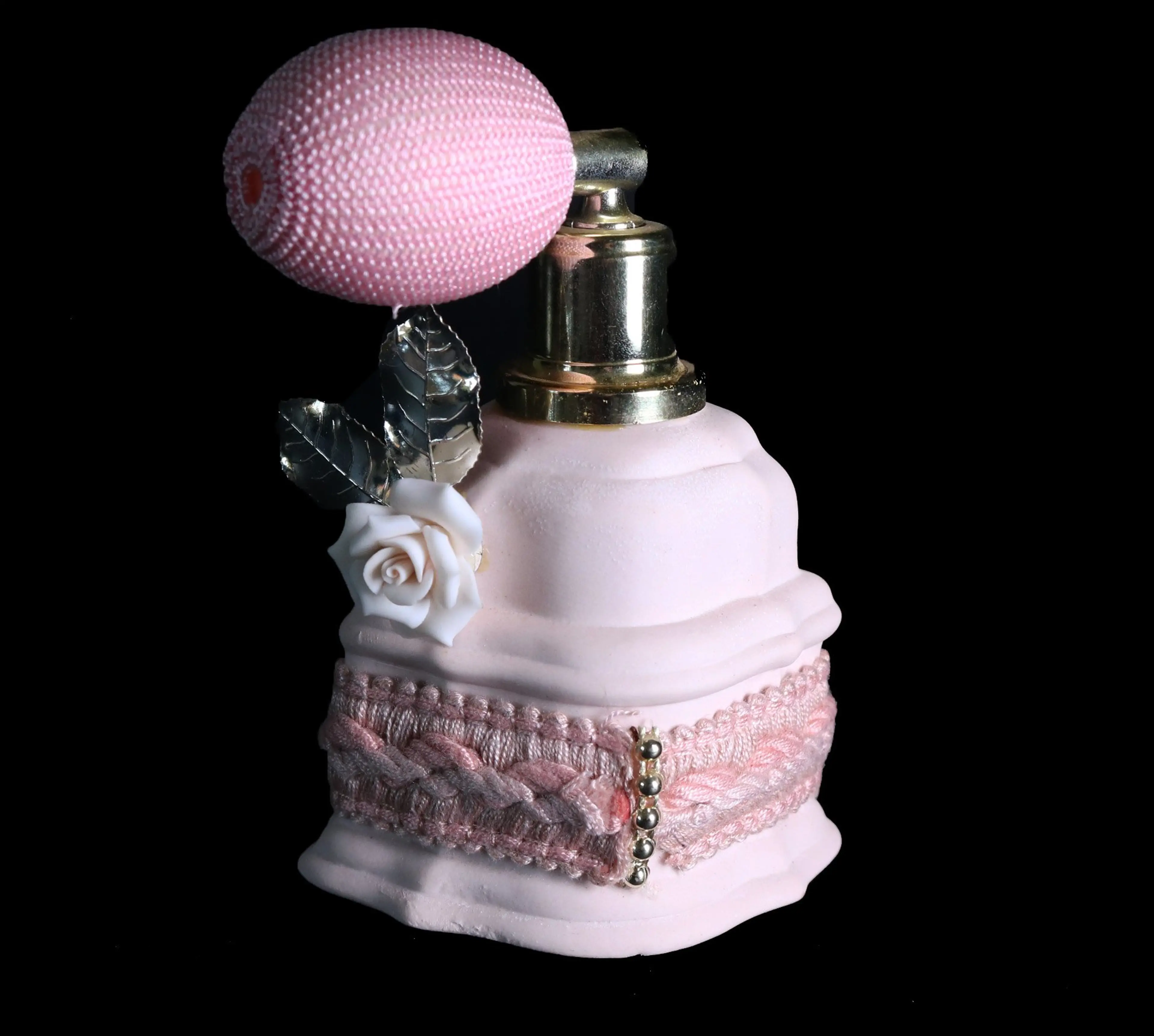 Elegant Vintage Style Ceramic Spray Perfume Bottle Atomizer With Bulb Spray Pink