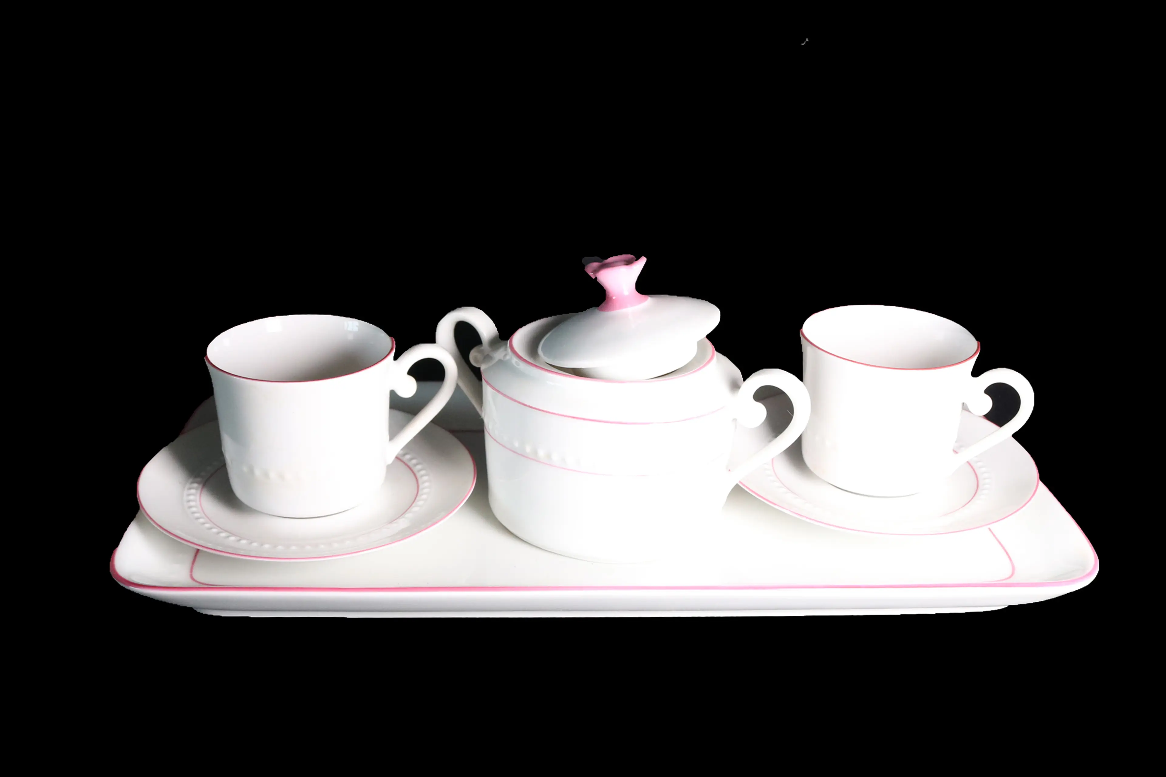 Porcelain Coffe Cup With Sugar Jar 6Pcs