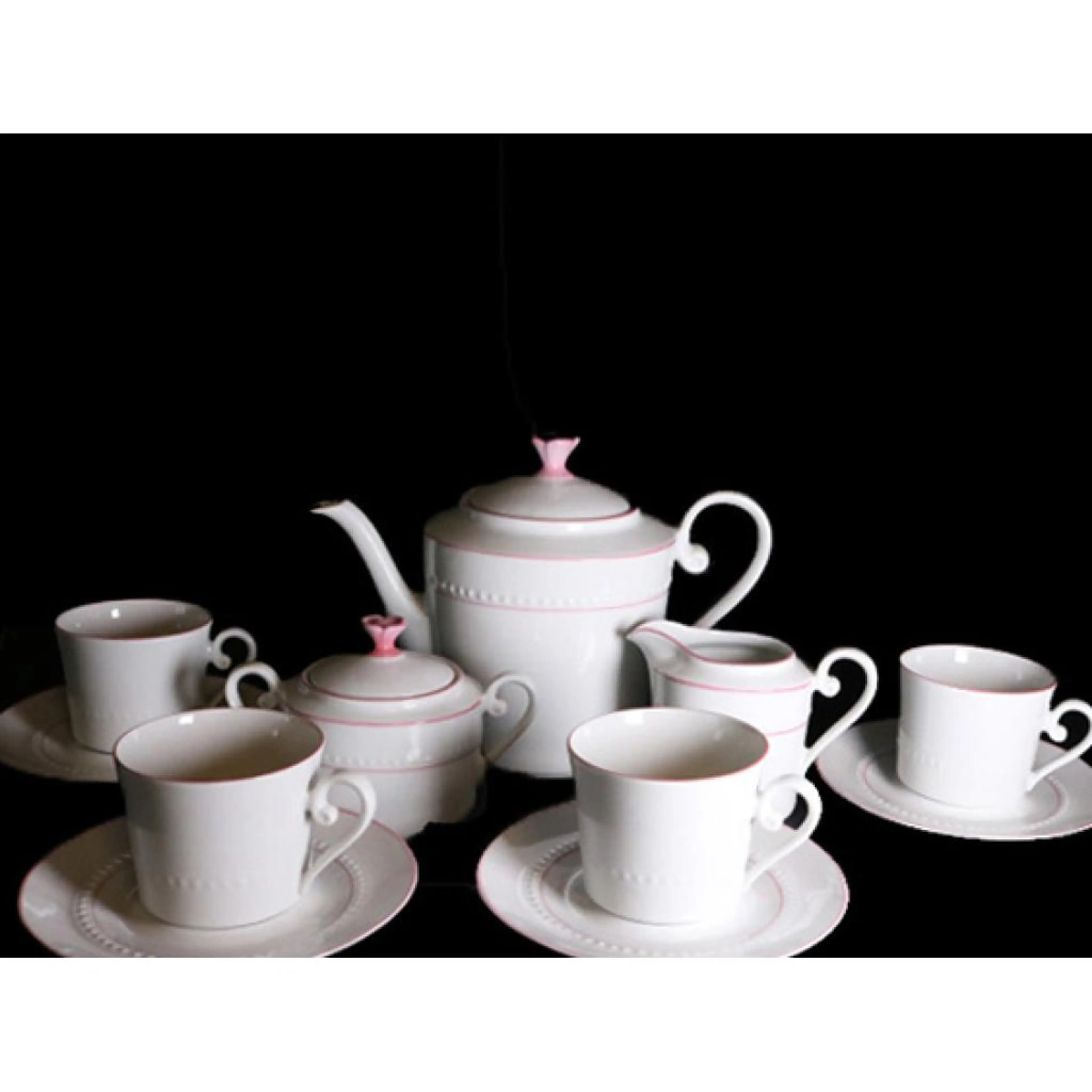 Tea Set Porcelain 27 pcs. Pink line