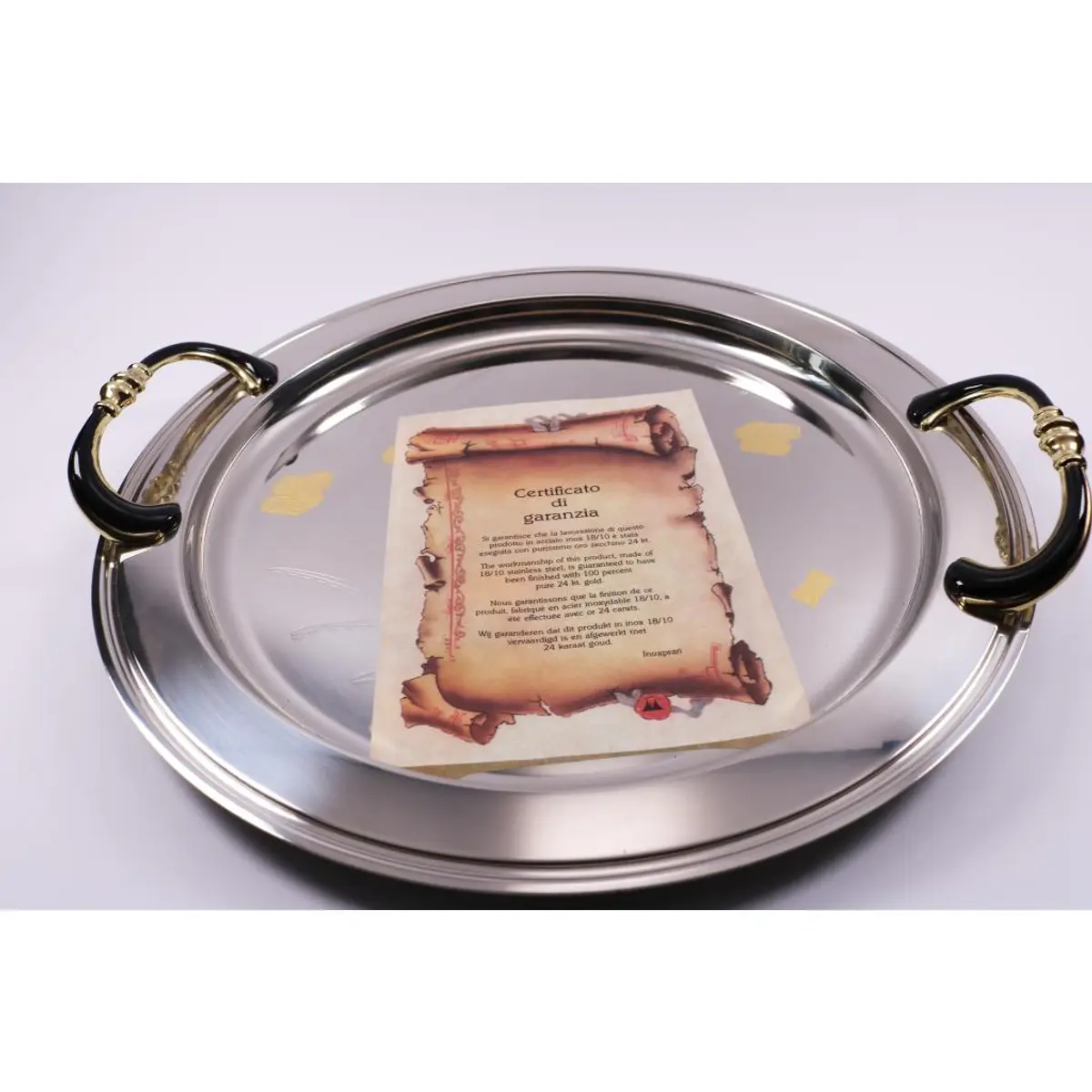 Tray 24Kt Gold Round / Vassio Round Damasco Gold
