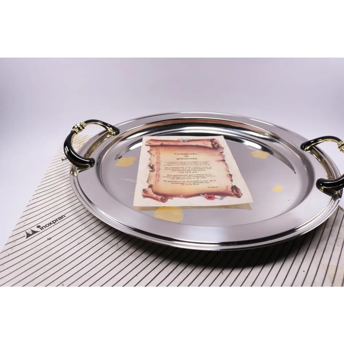 Tray 24Kt Gold Round / Vassio Round Damasco Gold
