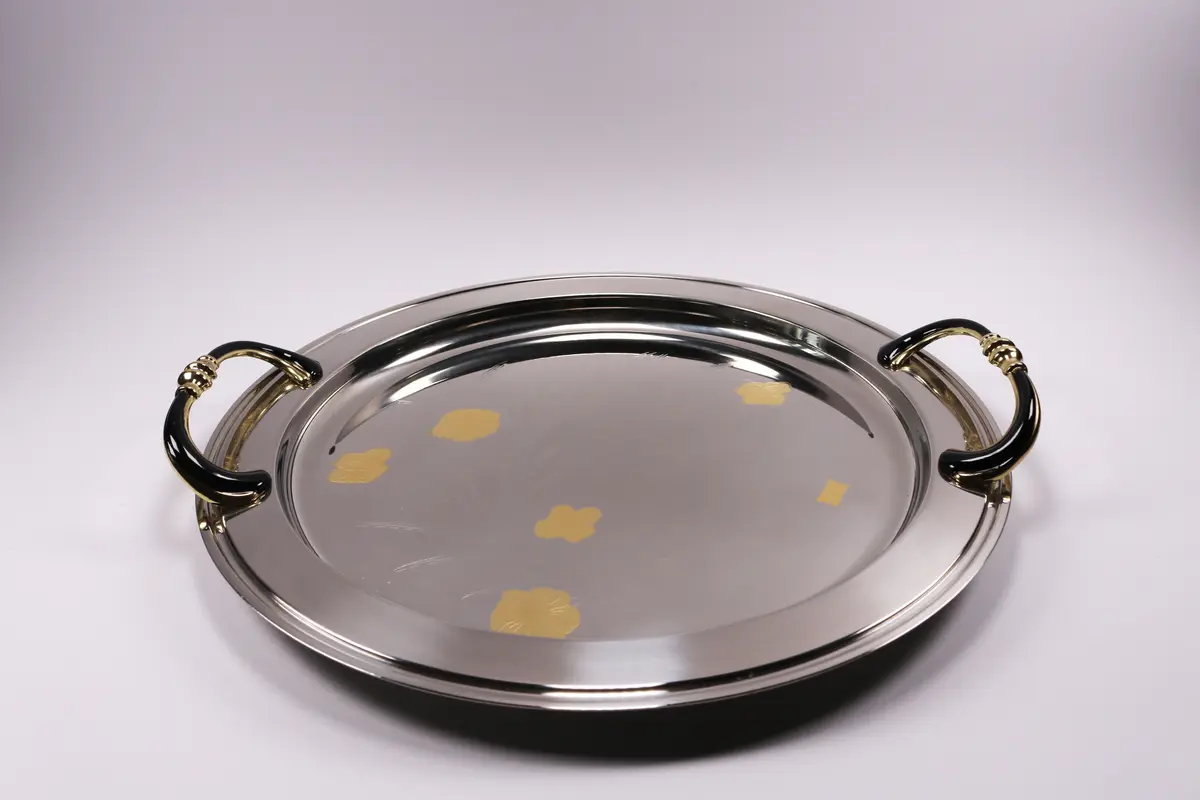 Tray 24Kt Gold Round / Vassio Round Damasco Gold