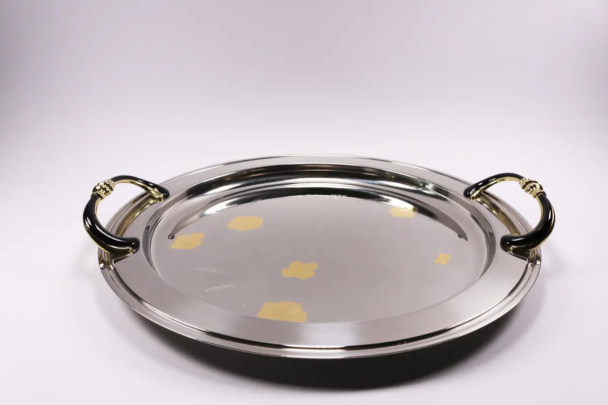 Tray 24Kt Gold Round / Vassio Round Damasco Gold