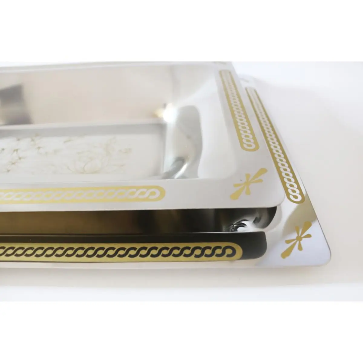Tray 24Kt Gold Set Of 2 Rectangular / Vassio Rettangolare Damasco Gold