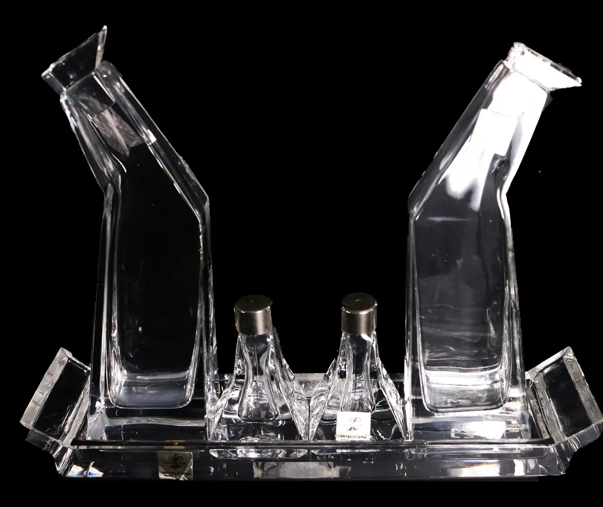 Vintage Crystal Oil and Vinegar Salt and Pepper Set