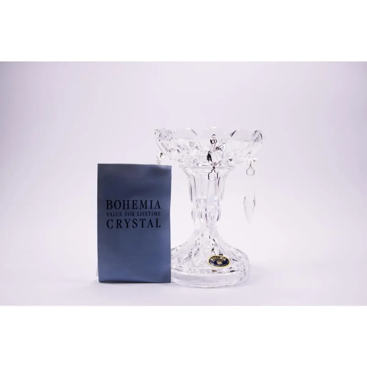 Vintage Elegant Glass Candlestick Holders / Candeliere Con Prismi