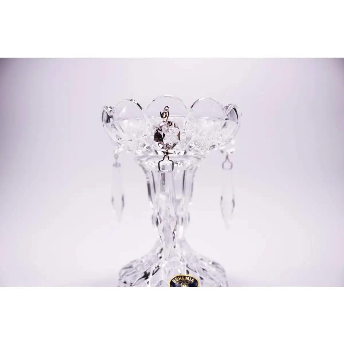 Vintage Elegant Glass Candlestick Holders / Candeliere Con Prismi