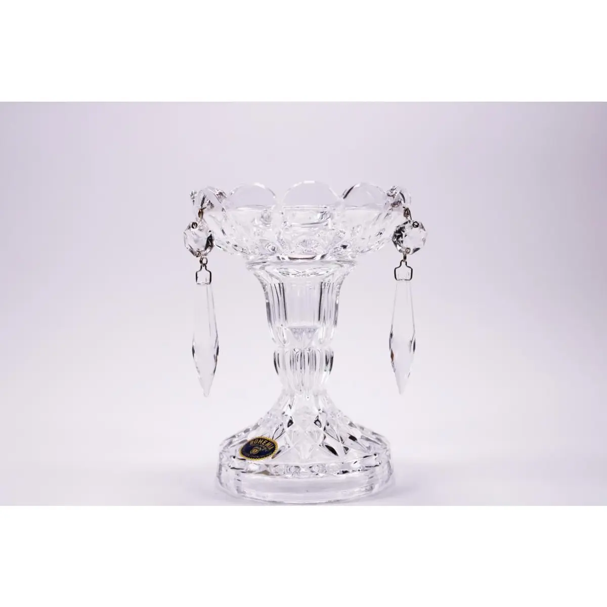 Vintage Elegant Glass Candlestick Holders / Candeliere Con Prismi