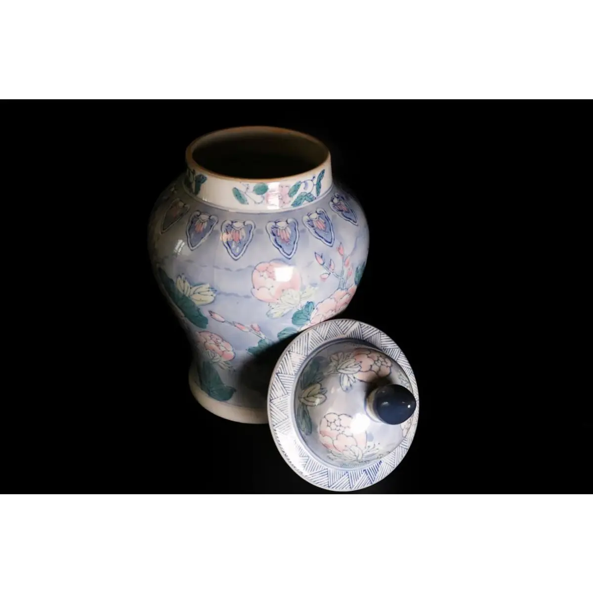 Vintage Hand Crafted Chinese Ceramic Jar Red Roses