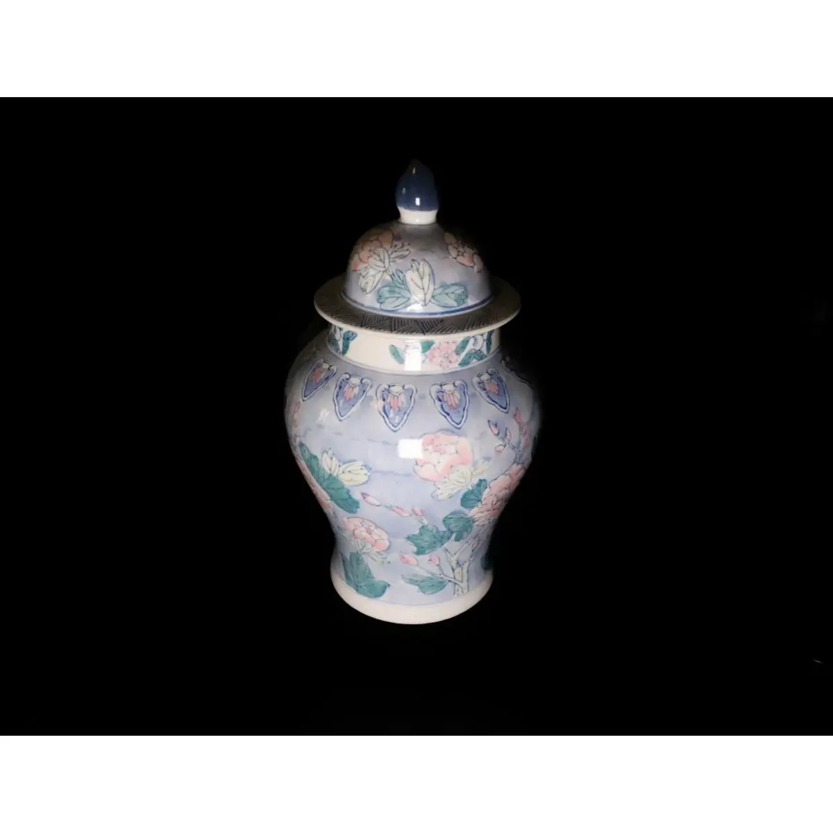 Vintage Hand Crafted Chinese Ceramic Jar Red Roses