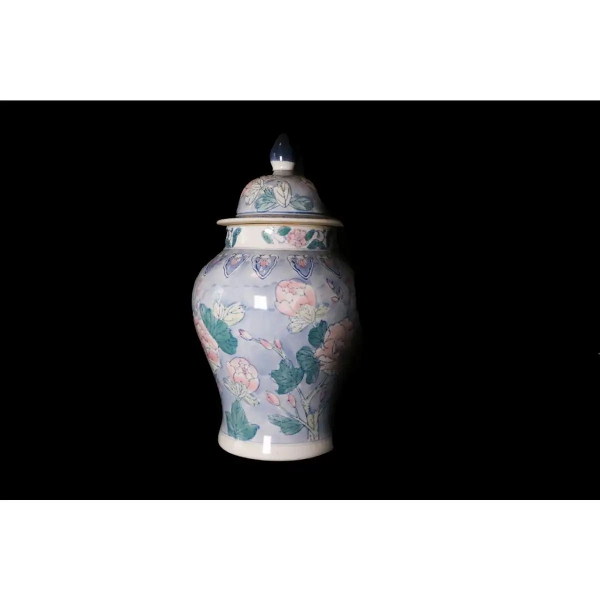 Vintage Hand Crafted Chinese Ceramic Jar Red Roses