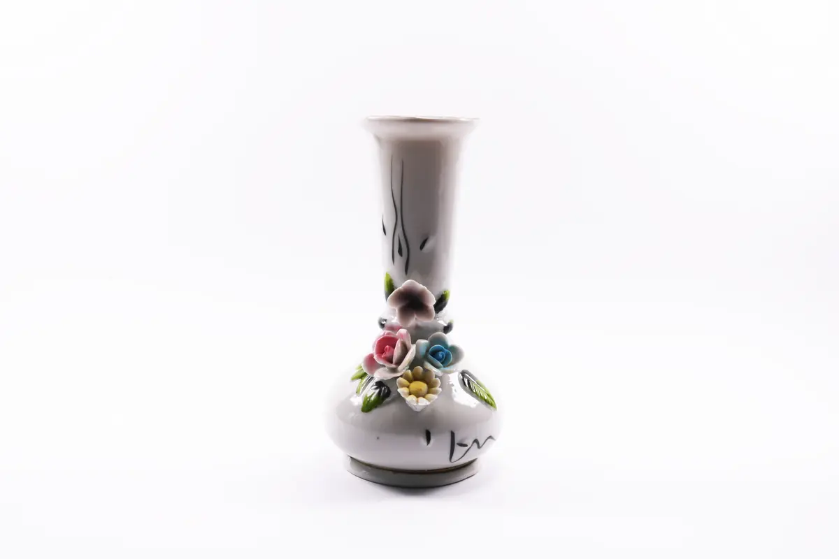 Vintage Italian Capodimonte Decorative Floral Pitcher Vase
