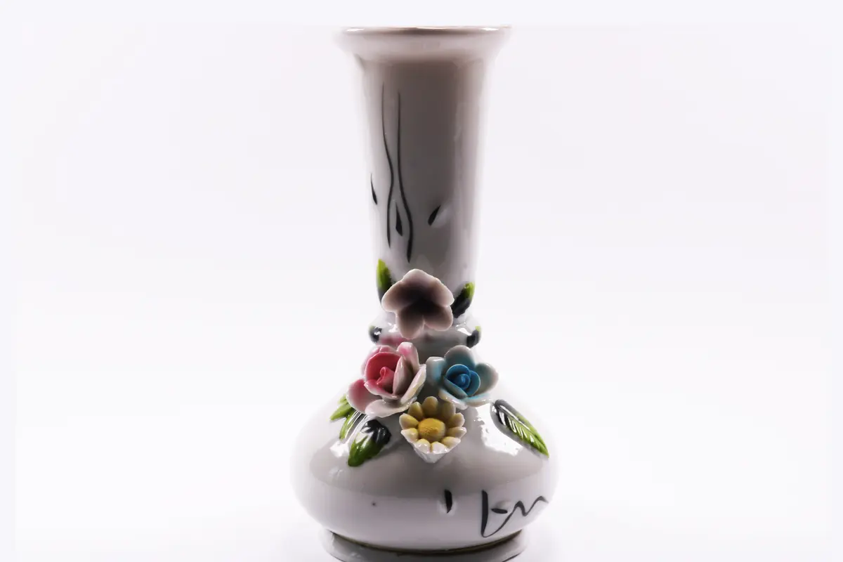 Vintage Italian Capodimonte Decorative Floral Pitcher Vase