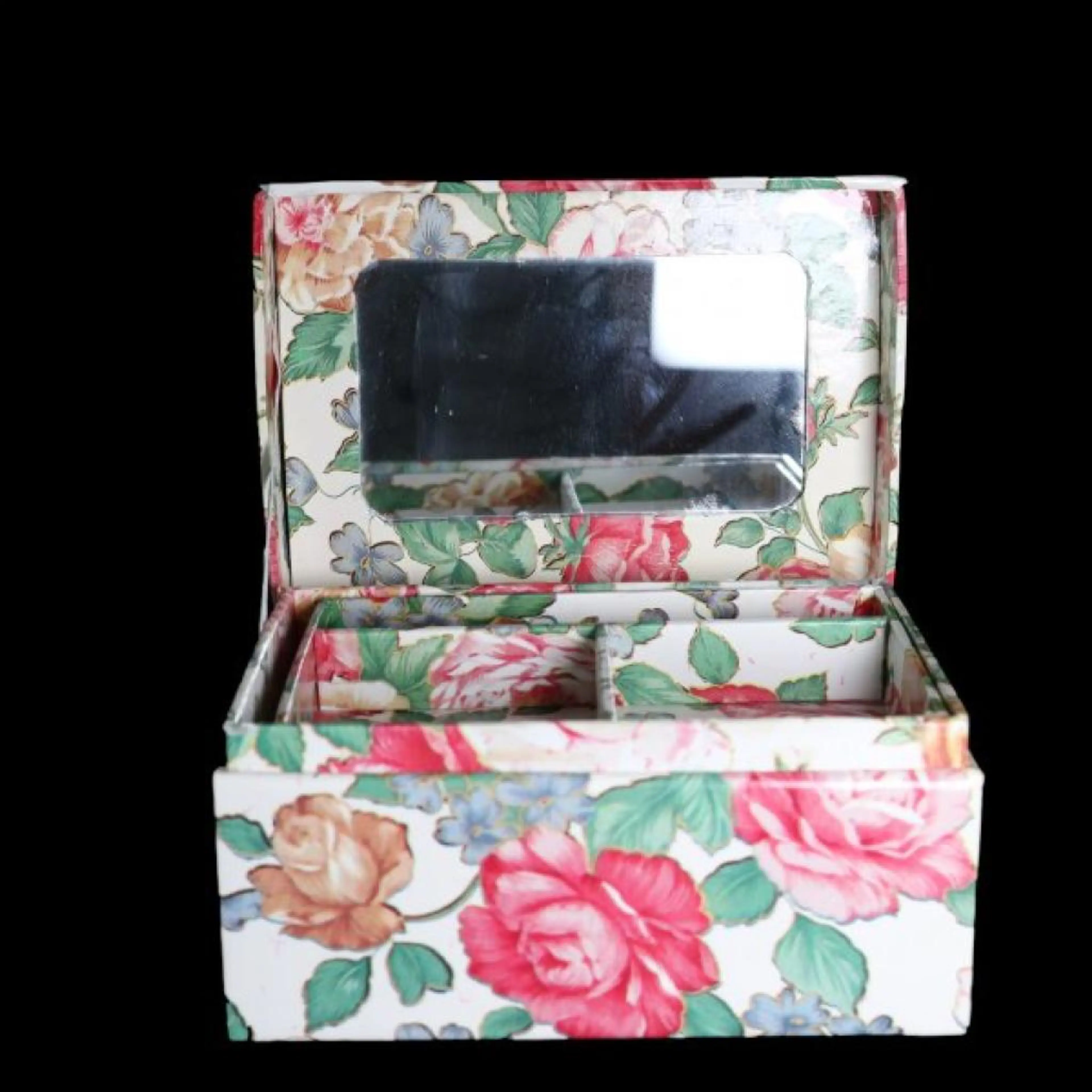 Vintage Jewellery Box With Roses White