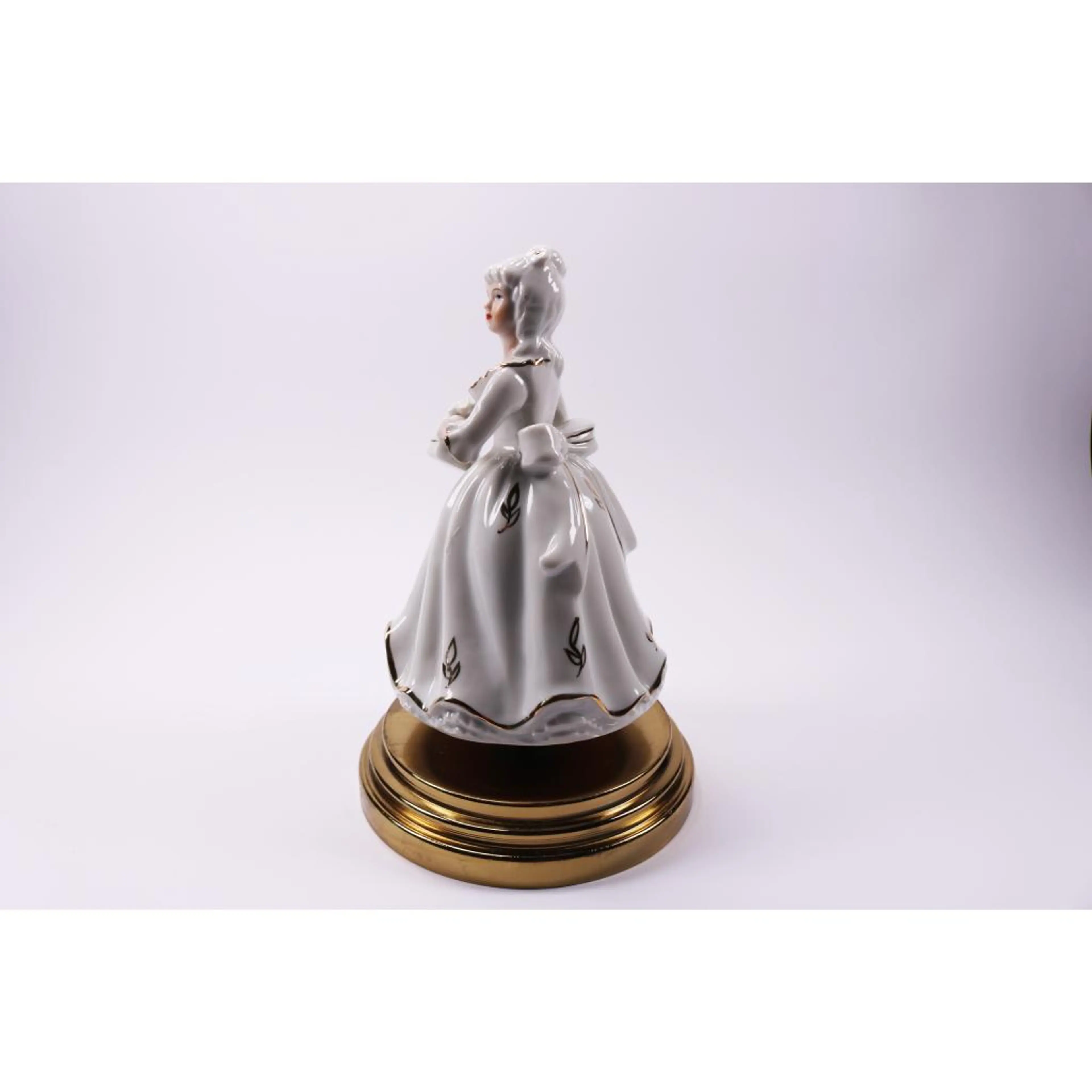 Vintage Porcelain Music Box Victorian Lady With Water Jug Planter