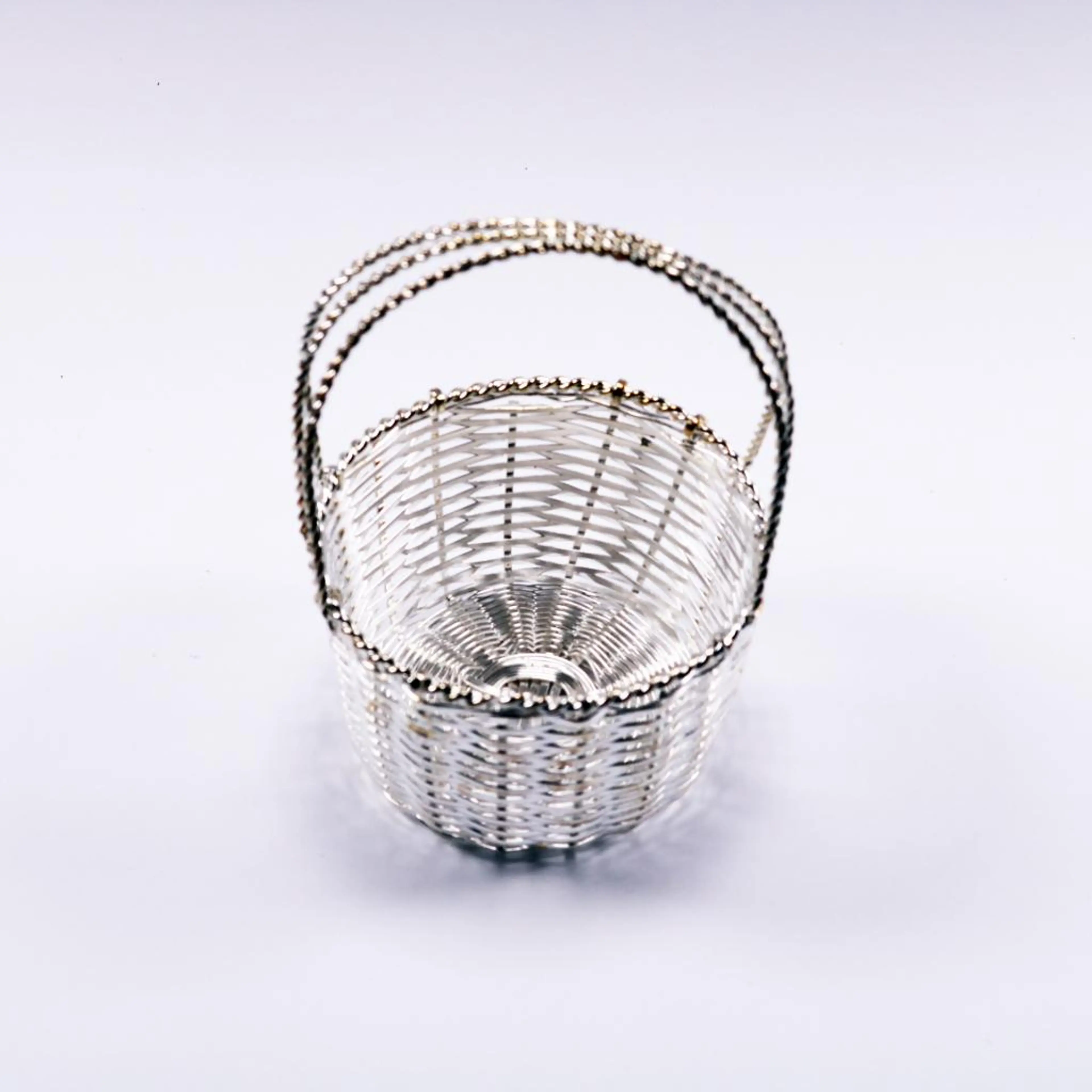 Vintage Silver Woven Basket Big