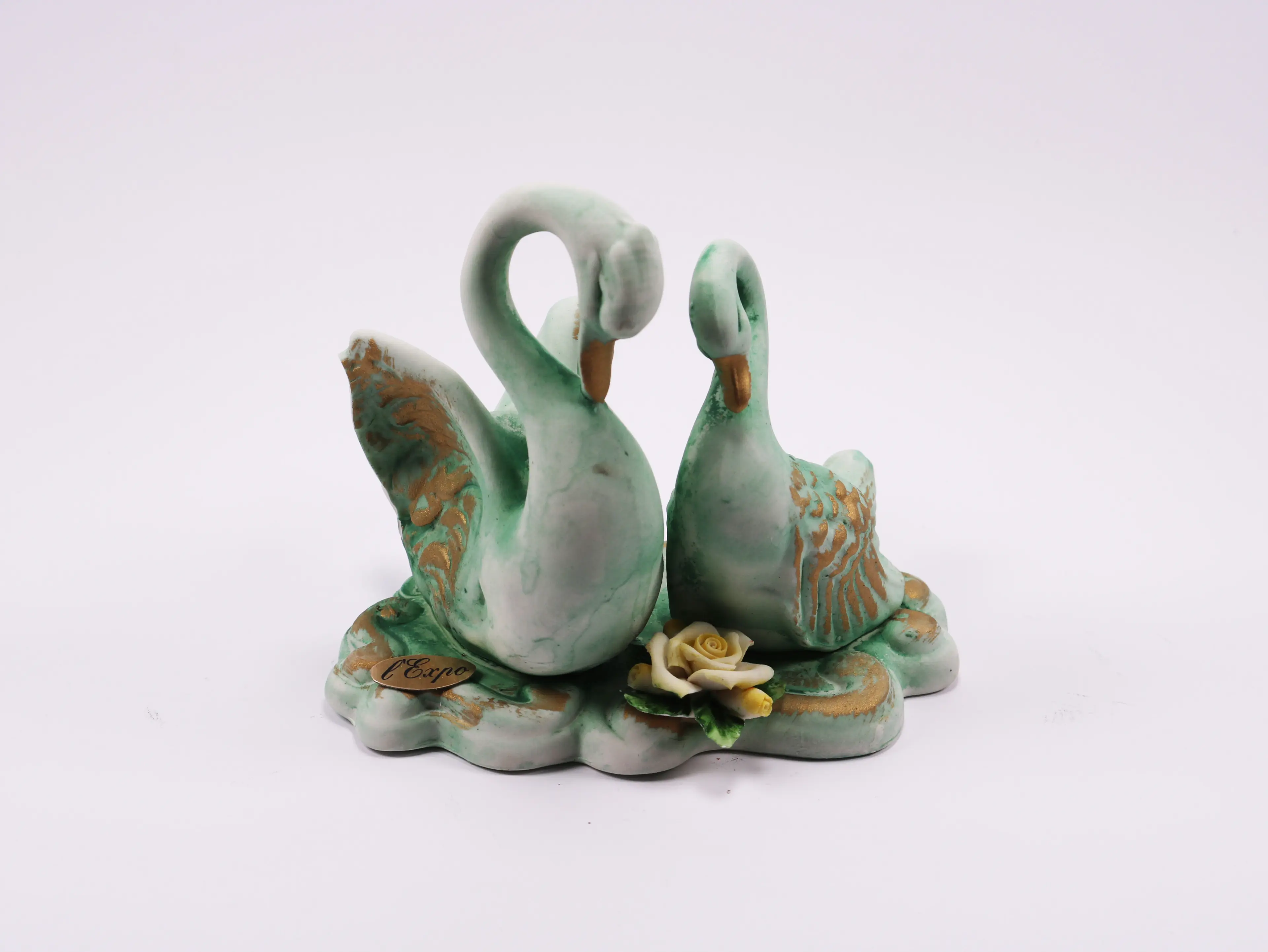 Vintage Style Green Figurine Swan