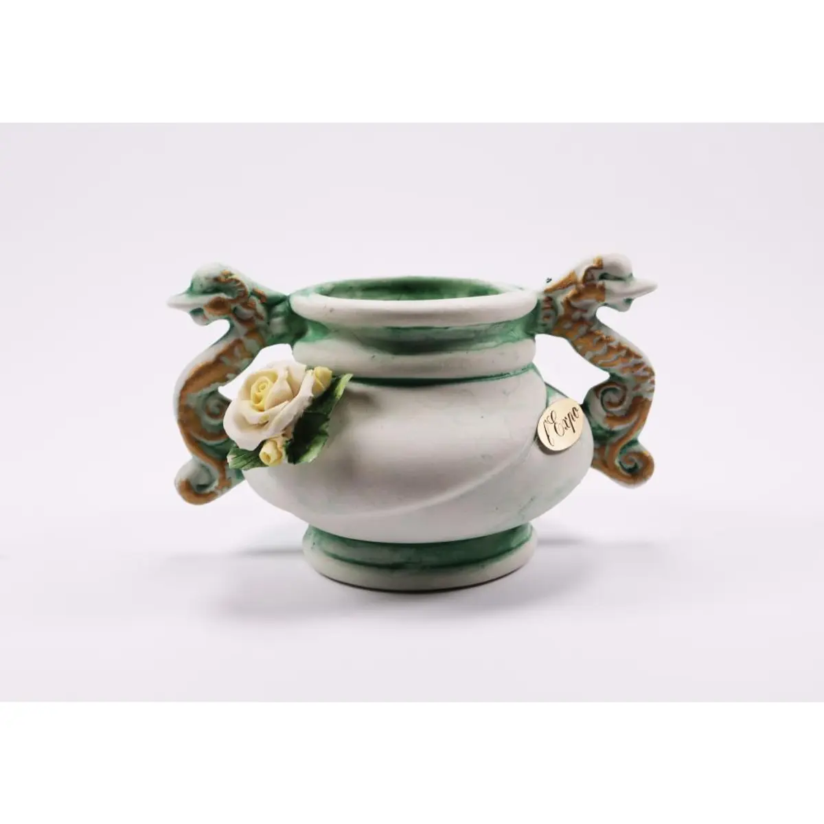 Vintage Style Green Figurine Two Handles