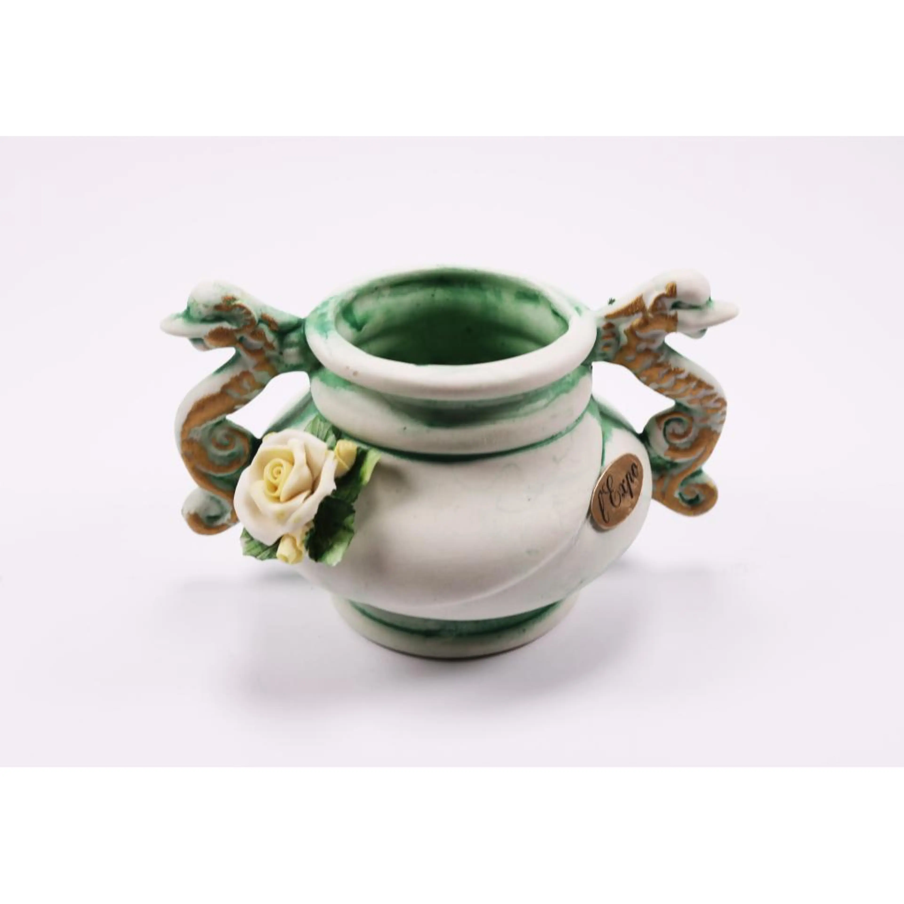 Vintage Style Green Figurine Two Handles