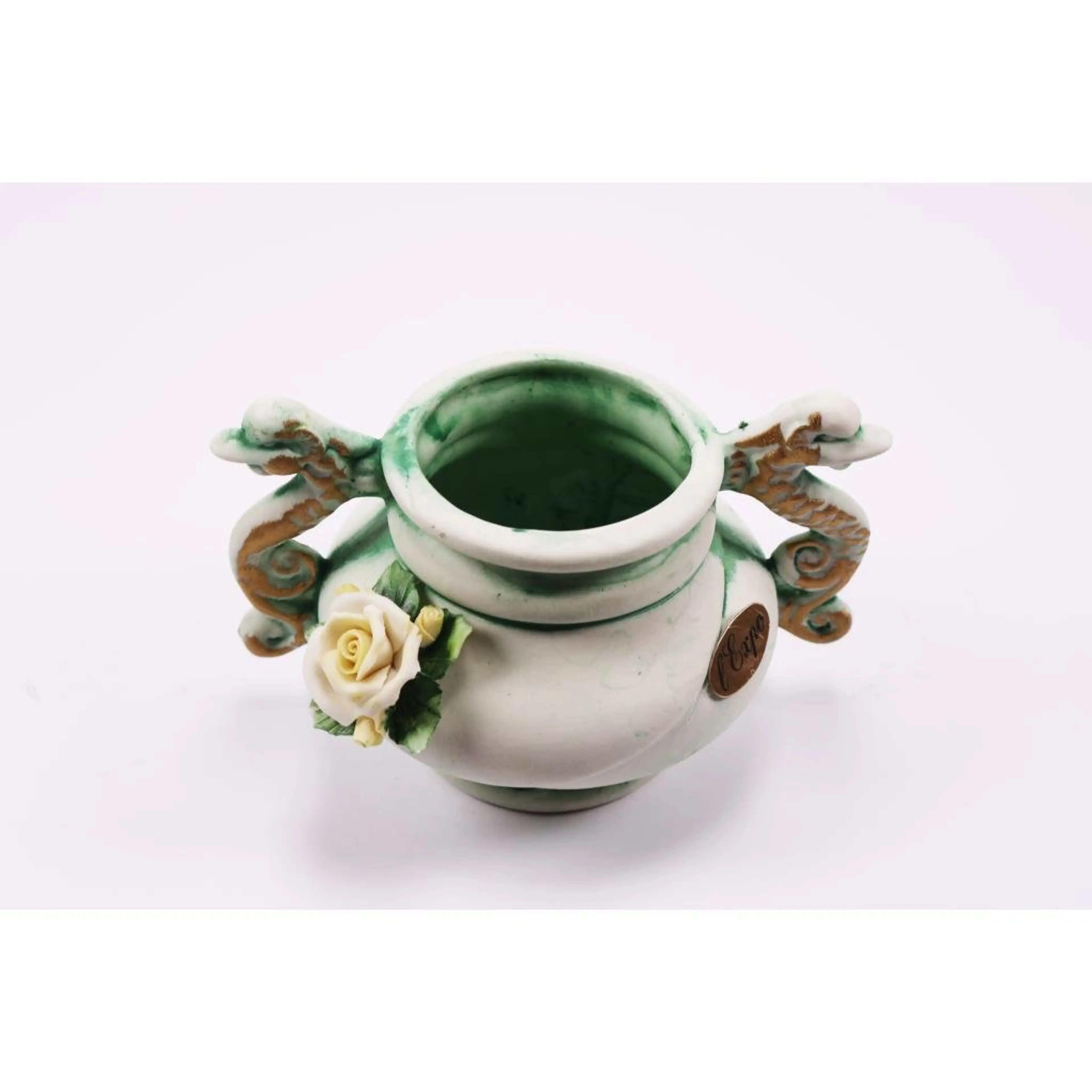 Vintage Style Green Figurine Two Handles