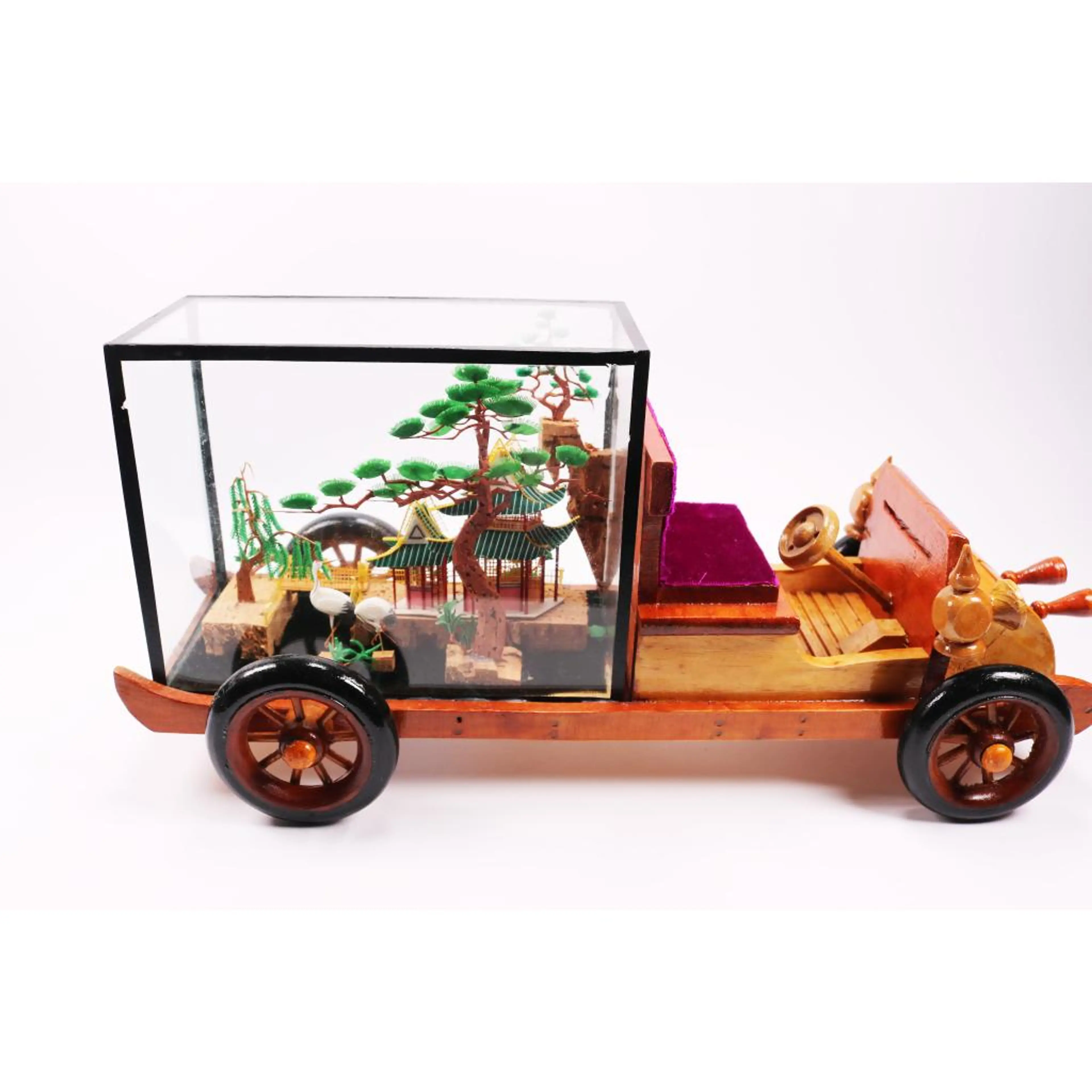 Wooden Car Vintage With Chinese Garden