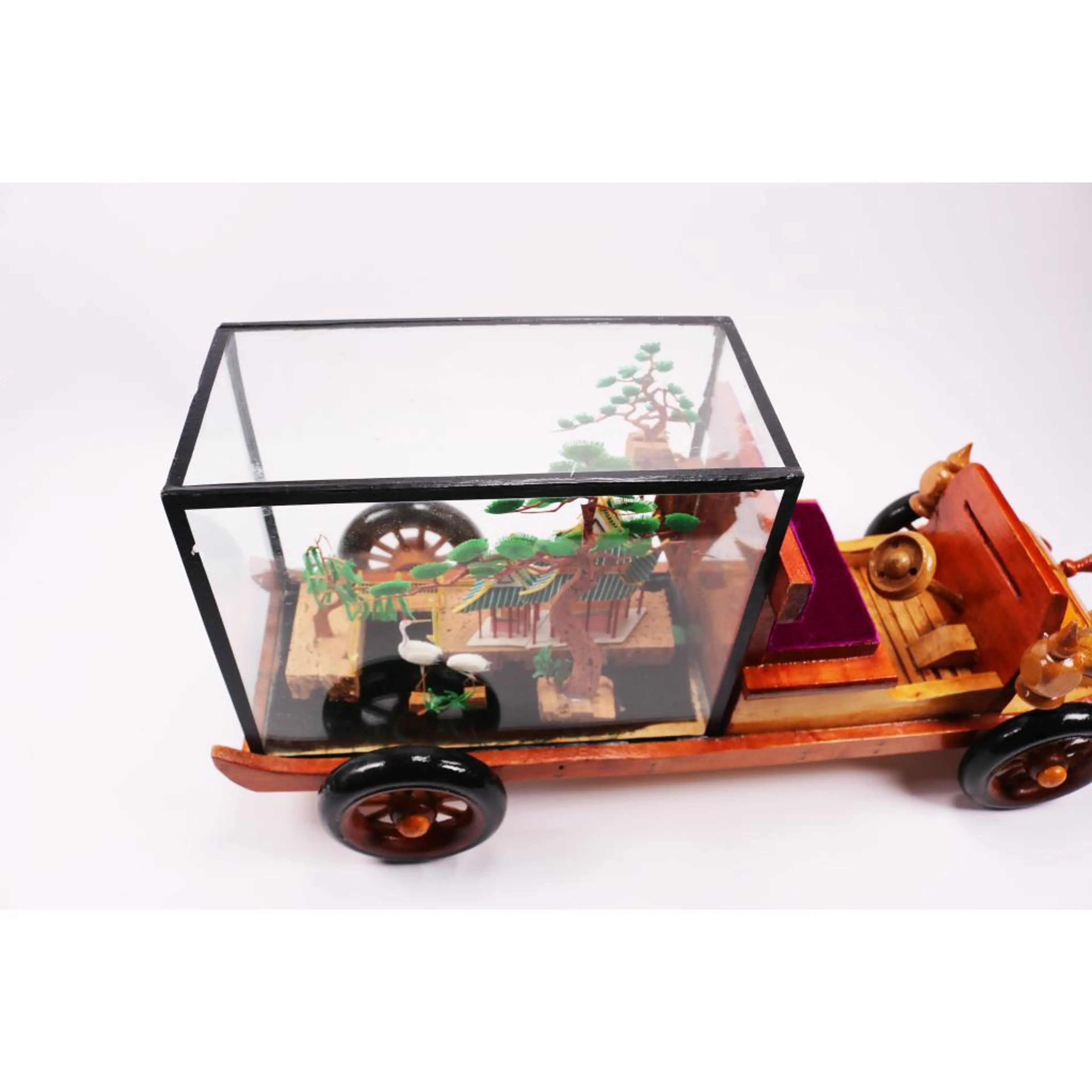 Wooden Car Vintage With Chinese Garden